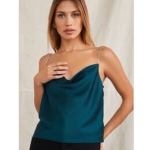 Satin Rhinestone Cowl Cami